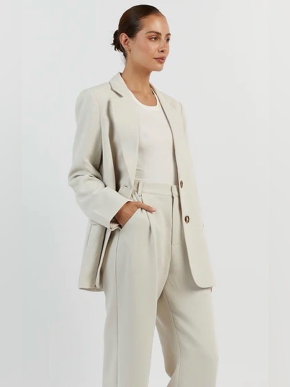 DISSH Rowan Signature Boyfriend Oversized Blazer in Bone, size 4